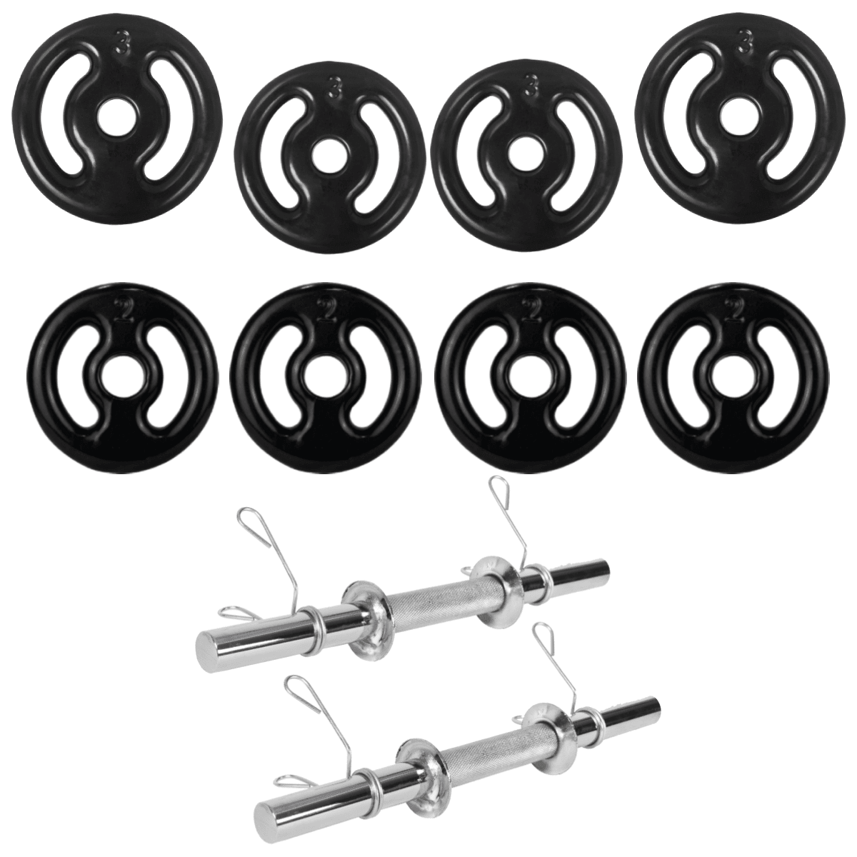 Kit Treino Musculação Par Halter Maciço + 20kg Anilha Emborrachada - Imagem 1