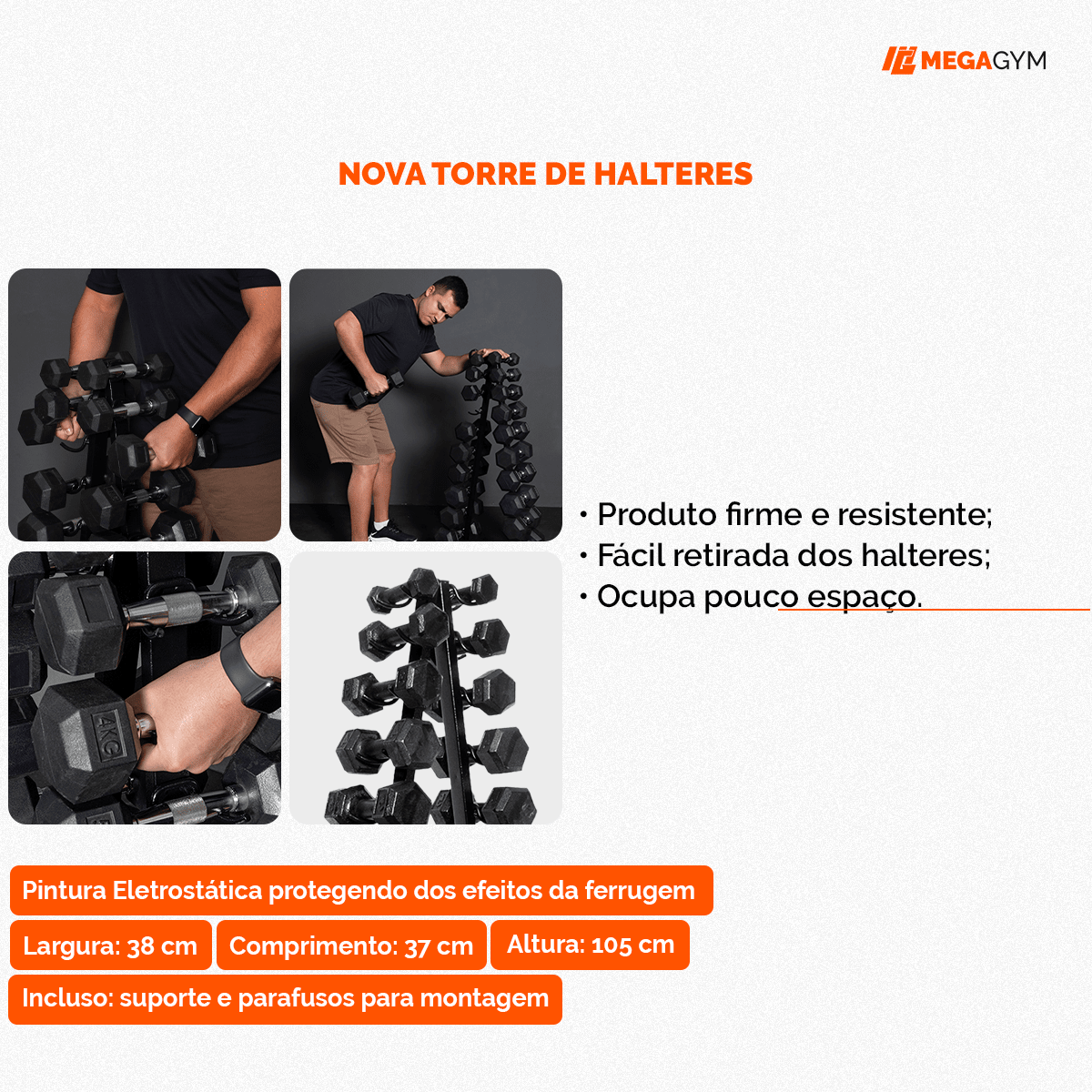 SUPORTE TORRE EXPOSITOR PARA 20 HALTERES DE 01KG A 10KG - Imagem 5